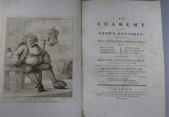 Bunbury, Henry (Gambado, Geoffrey) - An Academy for Grown Horsemen, 1st edition, folio, half calf,